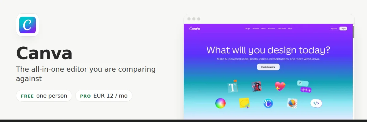 Canva: the all-in-one editor you are comparing against
