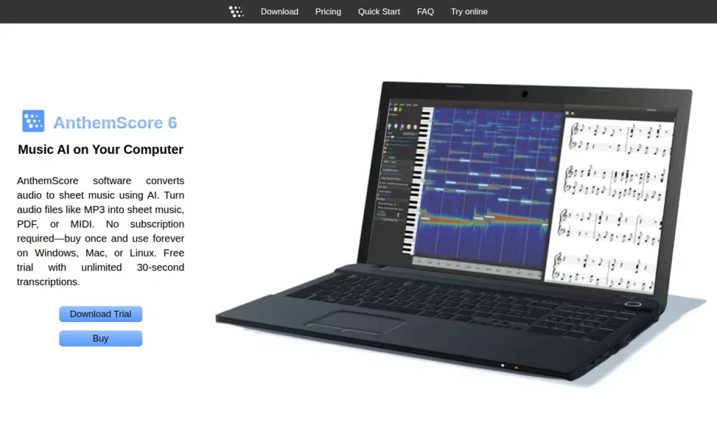 AnthemScore homepage screenshot showing the official landing page