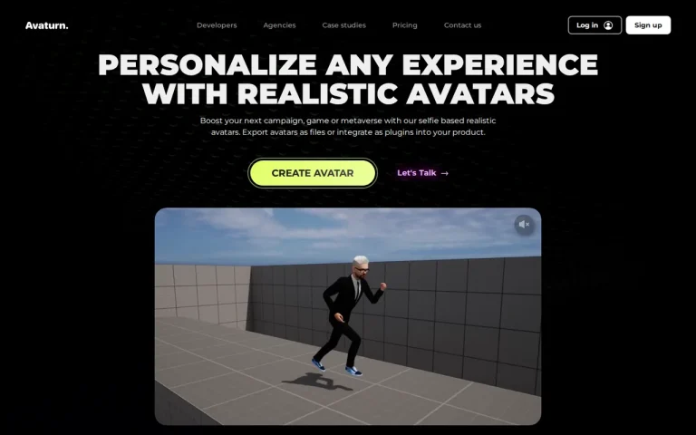 Avaturn homepage screenshot showing the official landing page