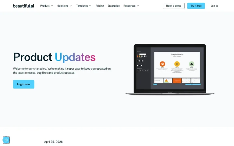 Beautiful.ai features page screenshot showing the product interface
