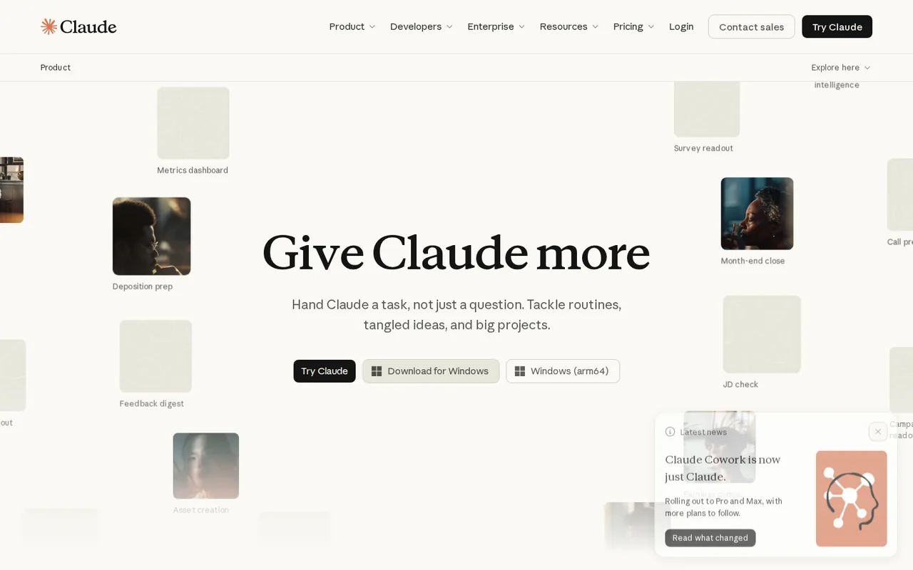 Claude official product overview page