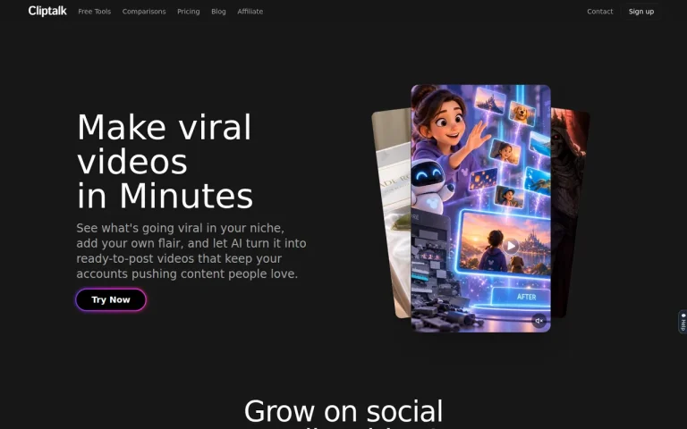 Cliptalk homepage screenshot showing the official landing page