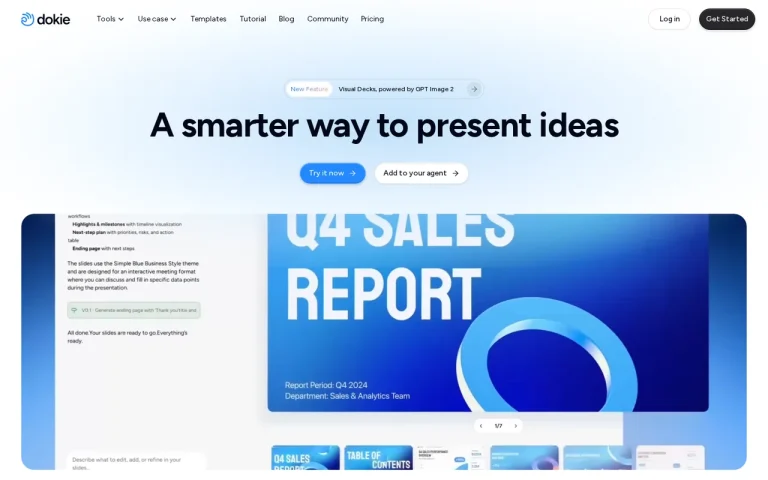 Dokie AI homepage screenshot showing the official landing page