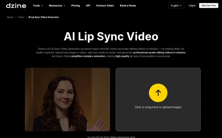 Dzine features page screenshot showing the product interface