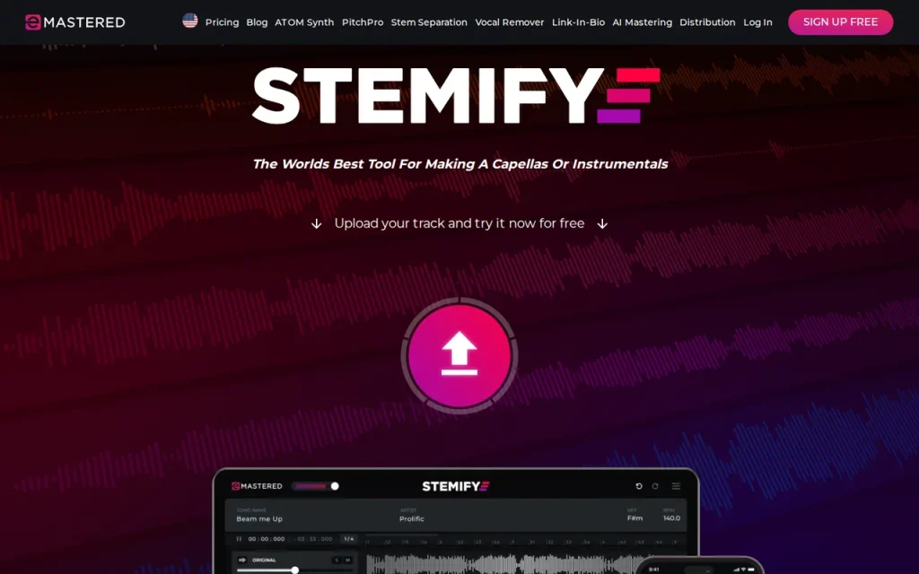 eMastered features page screenshot showing the product interface