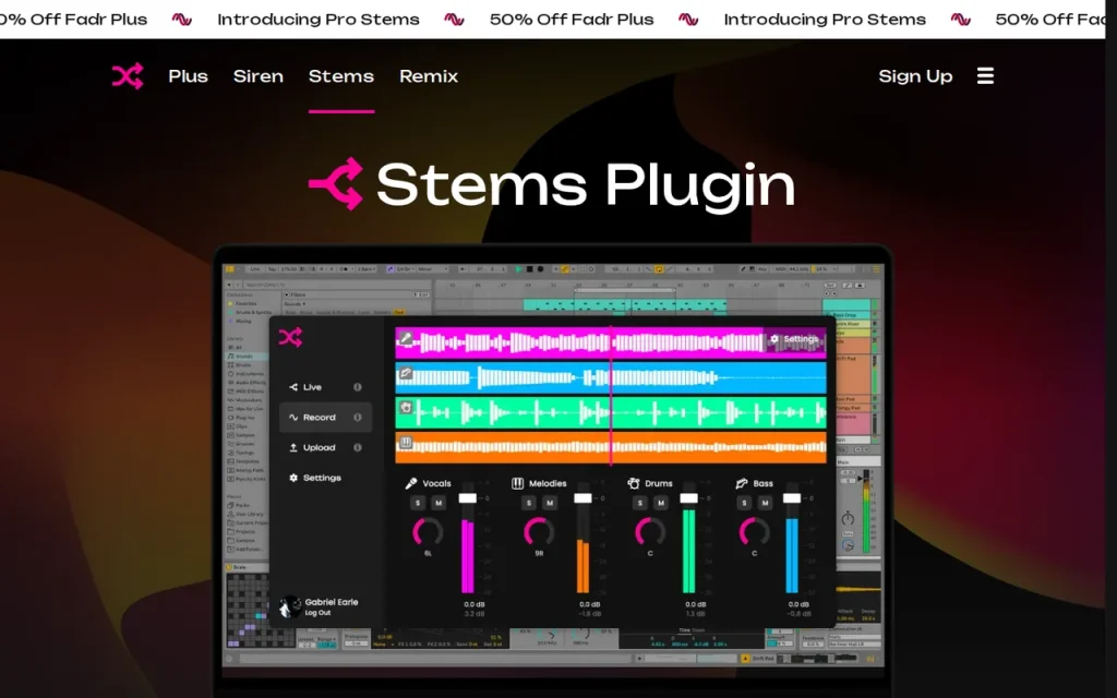 Fadr features page screenshot showing the product interface