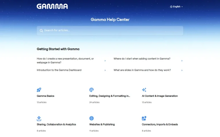 Gamma official page screenshot from help.gamma.app