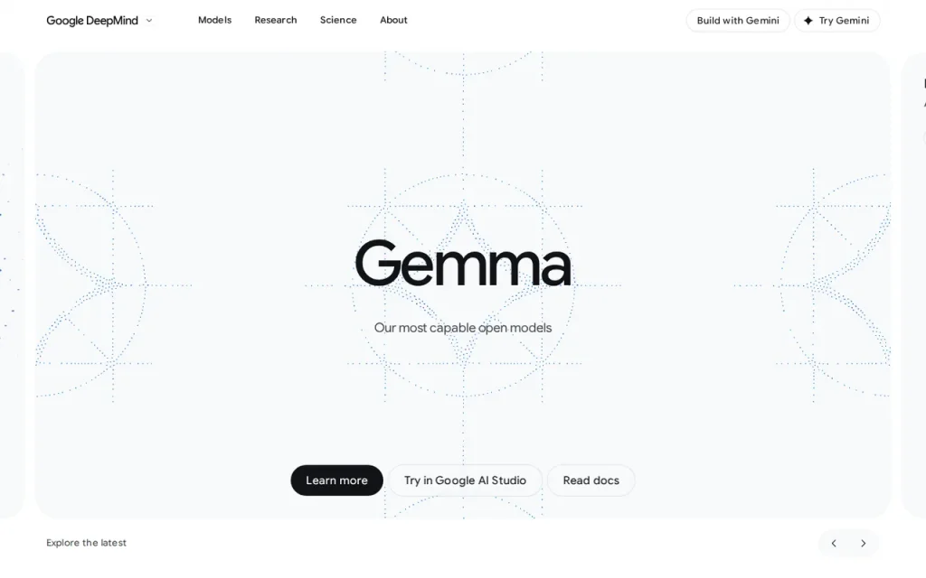 Gemma 4 features page screenshot showing the product interface