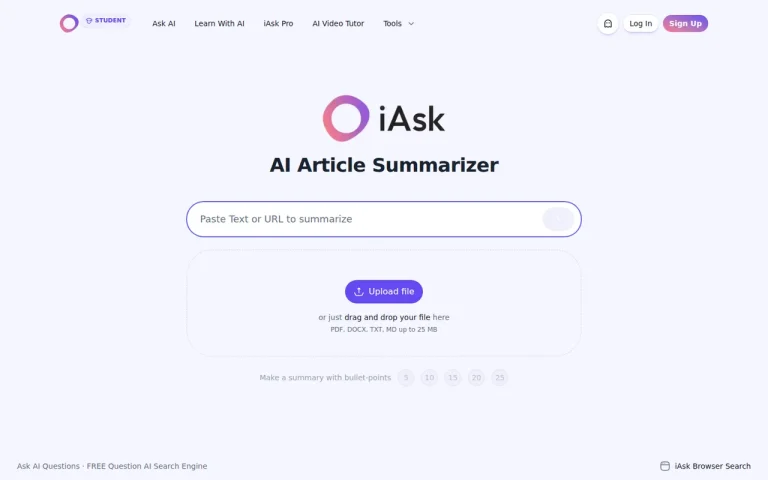 iAsk features page screenshot showing the product interface