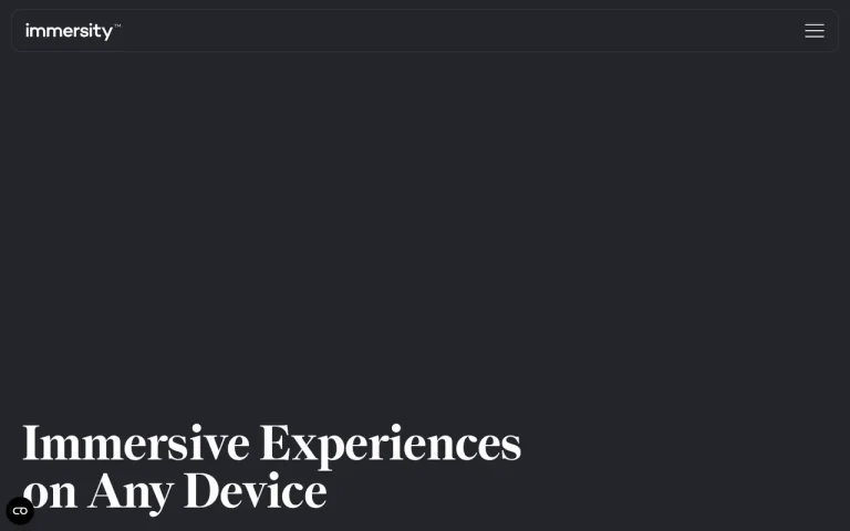 Immersity AI homepage by Leia Inc. with the Immersive Experiences on Any Device headline
