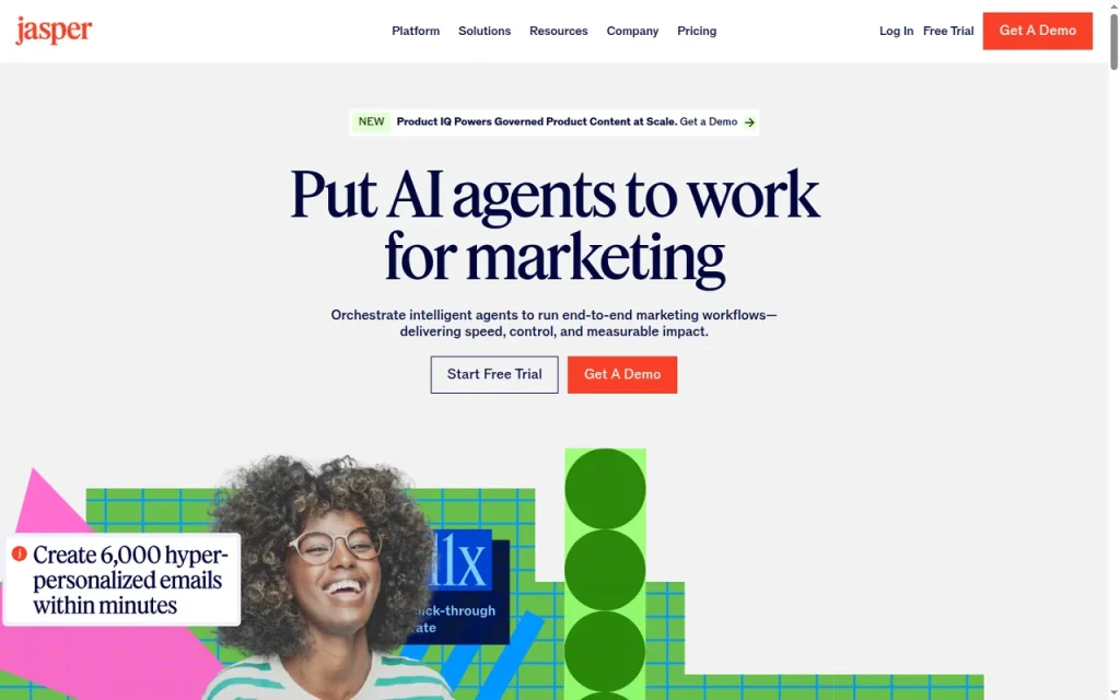 Jasper homepage screenshot showing the official landing page