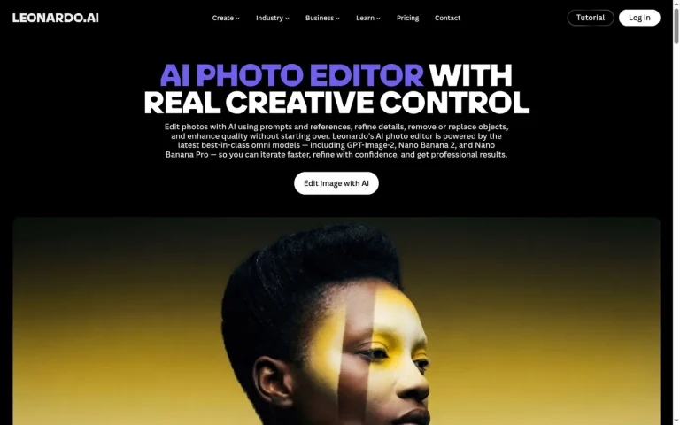 Leonardo.Ai features page screenshot showing the product interface