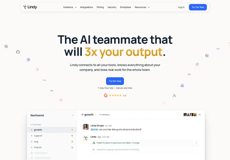 Lindy official product page; provider examples, not our generated output