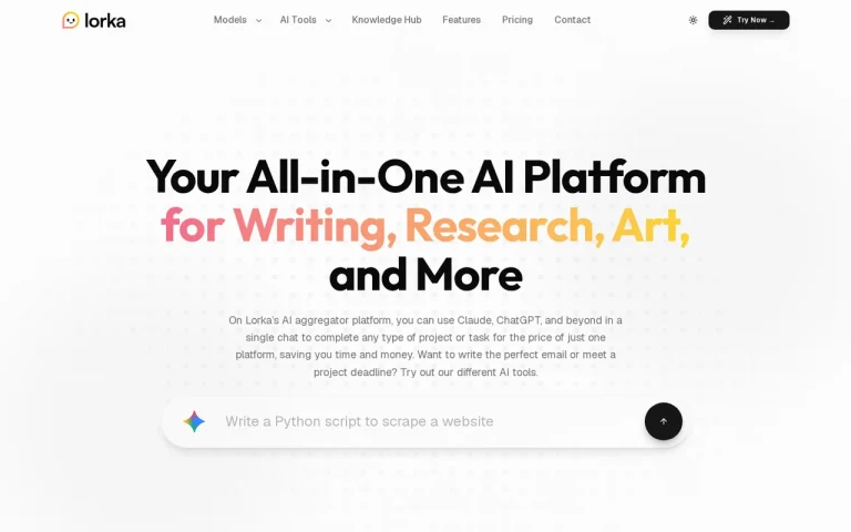 Lorka AI homepage screenshot showing the official landing page