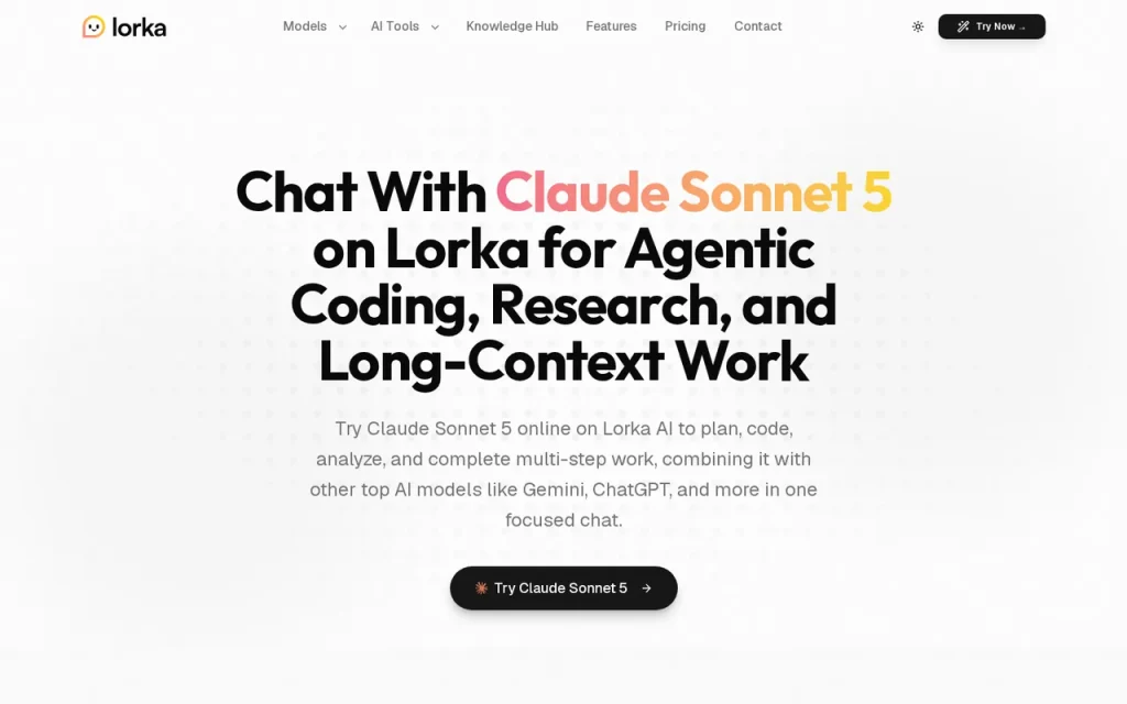 Lorka AI features page screenshot showing the product interface