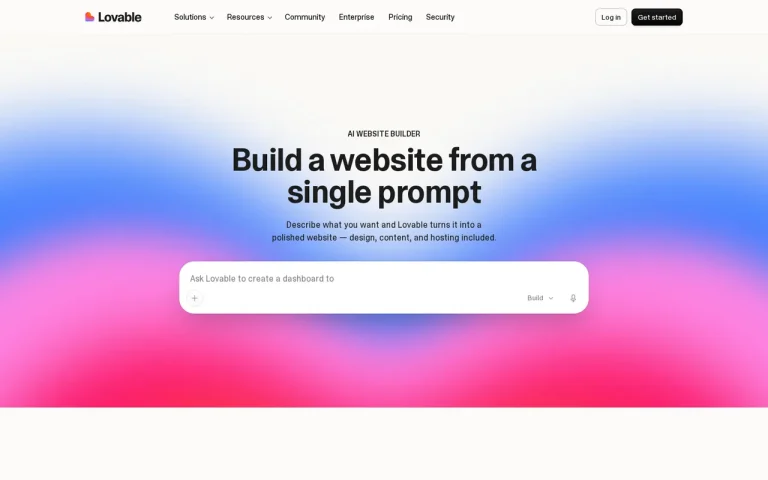 Lovable features page screenshot showing the product interface
