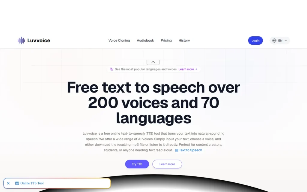 LuvVoice homepage screenshot showing the official landing page