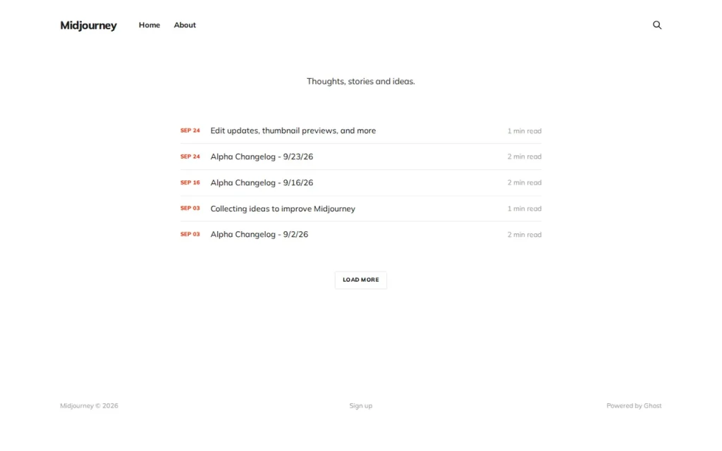 Midjourney features page screenshot showing the product interface