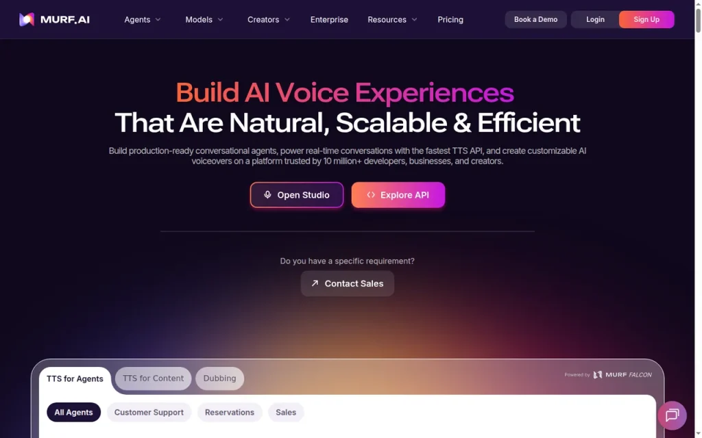 Murf homepage screenshot showing the official landing page