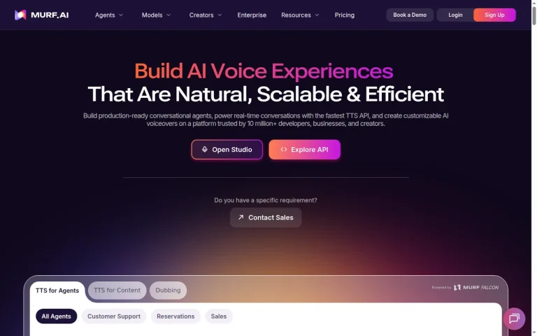 Murf homepage screenshot showing the official landing page