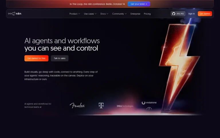 n8n homepage screenshot showing the official landing page