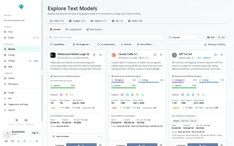 NanoGPT features page screenshot showing the product interface