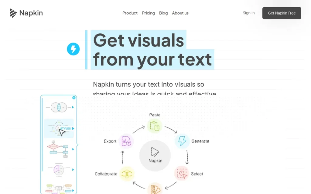 Napkin AI homepage screenshot showing the official landing page