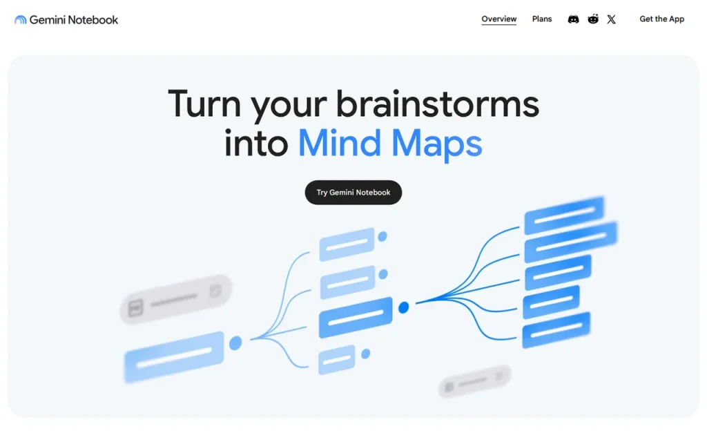 Gemini Notebook homepage screenshot showing the official landing page