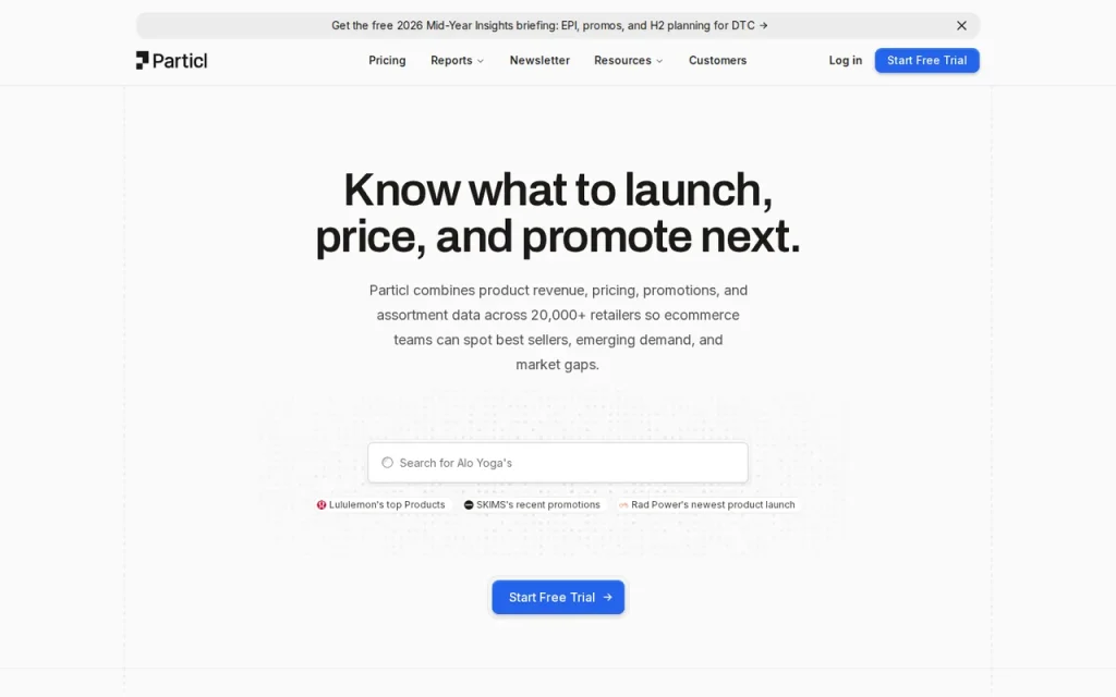 Particl homepage screenshot showing the official landing page