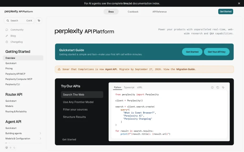 Screenshot of the Perplexity interface, captured September 2026