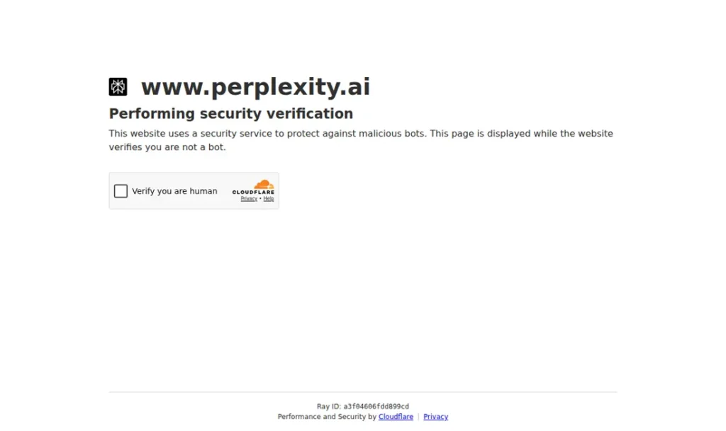 Screenshot showing a 403 access error when checking the official Perplexity Pro help page