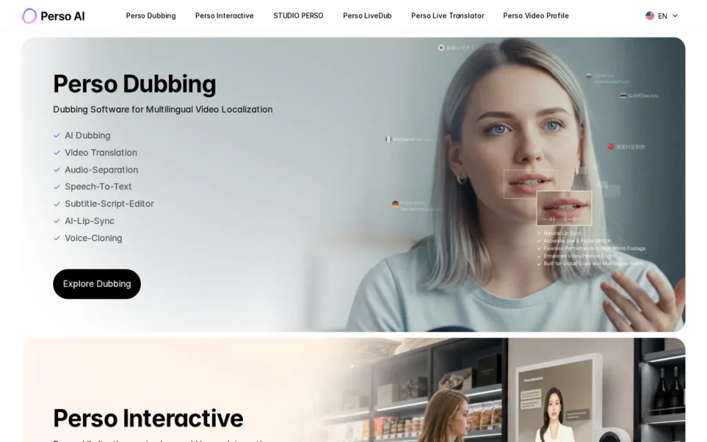 Perso AI homepage screenshot showing the official landing page