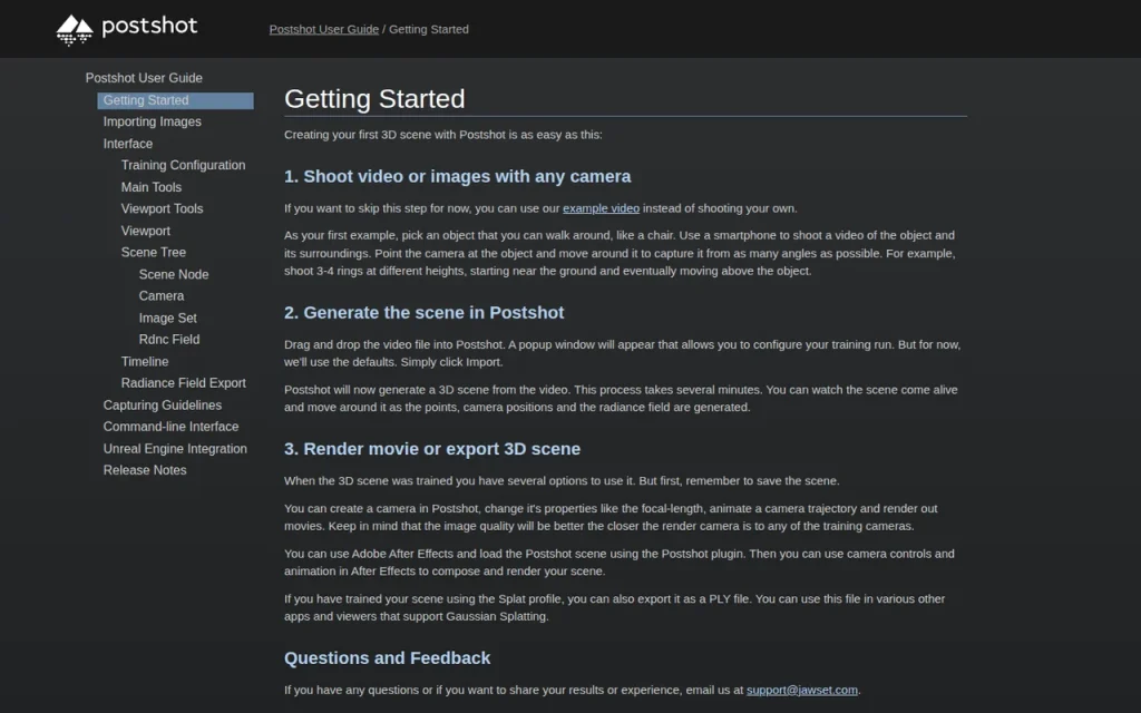Postshot features page screenshot showing the product interface