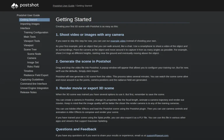 Postshot features page screenshot showing the product interface