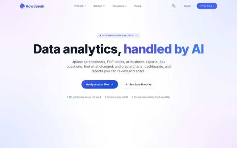 RowSpeak homepage screenshot showing the official landing page