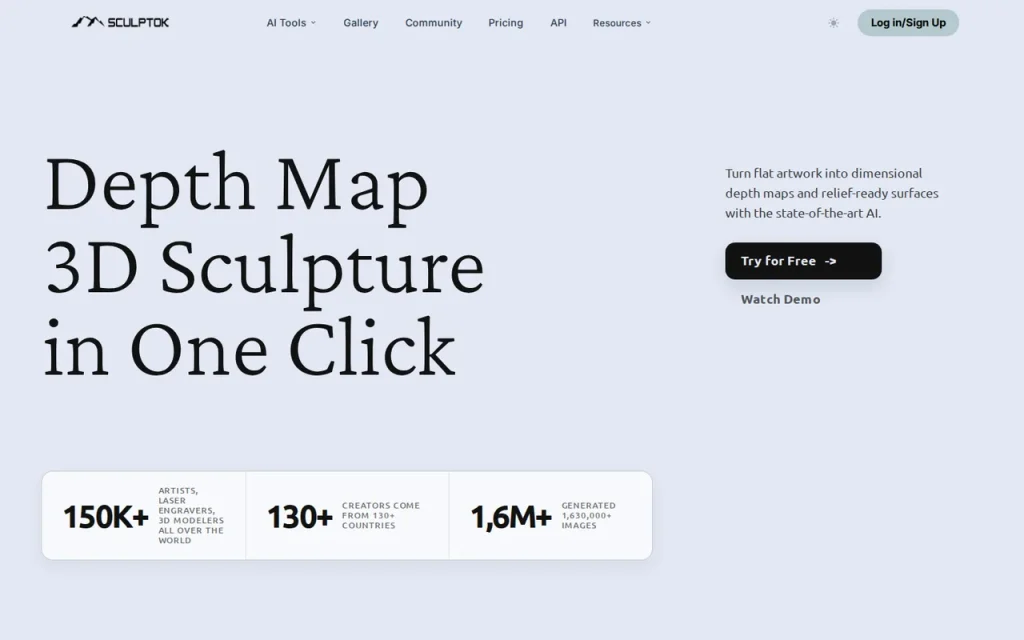 Sculptok homepage screenshot showing the official landing page