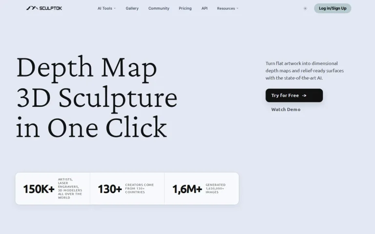 Sculptok homepage screenshot showing the official landing page