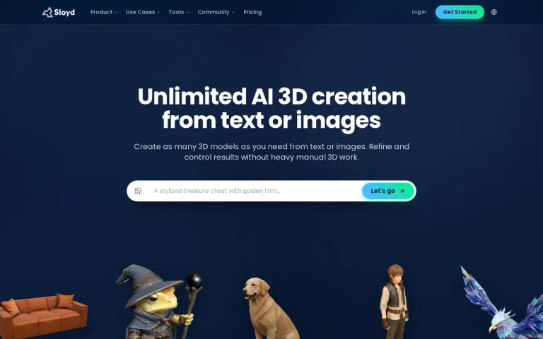 Sloyd homepage screenshot showing the official landing page