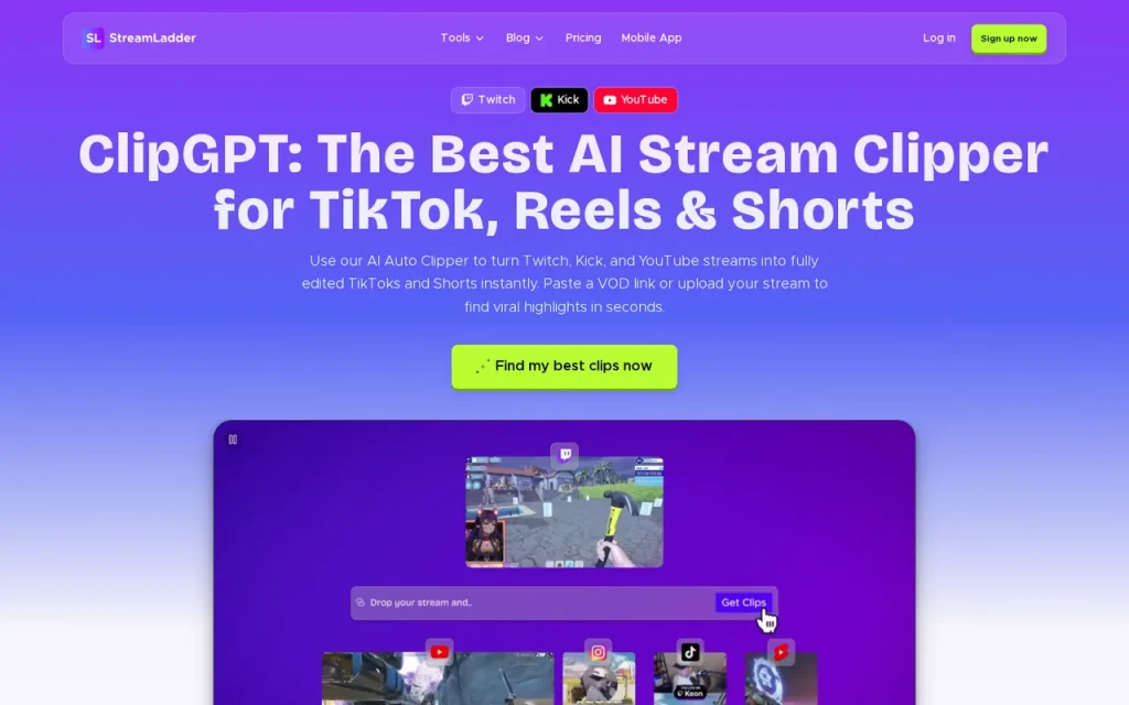 StreamLadder features page screenshot showing the product interface