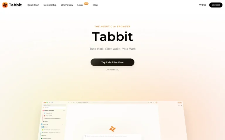 Tabbit homepage screenshot showing the official landing page