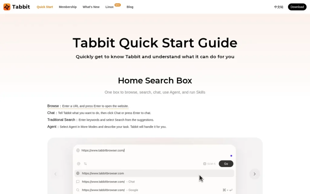 Tabbit features page screenshot showing the product interface