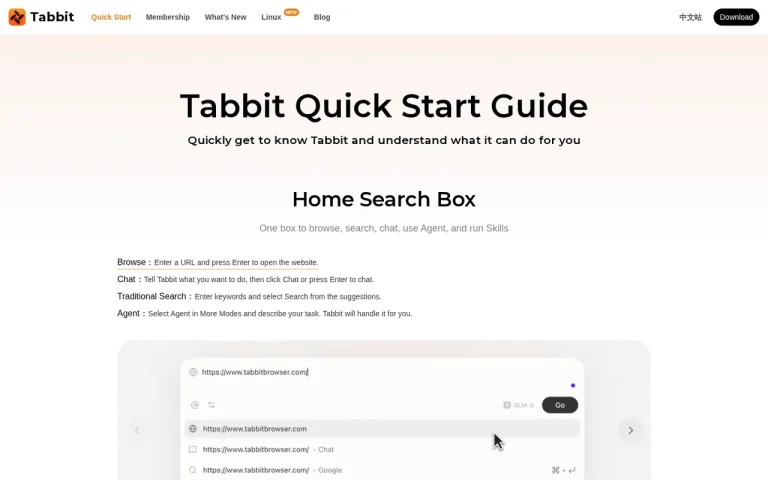 Tabbit features page screenshot showing the product interface