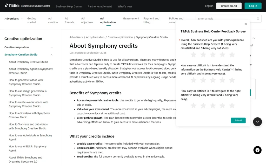 Symphony Creative Studio official pricing page screenshot with plan names