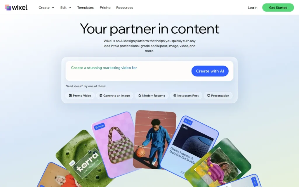 Wixel homepage screenshot showing the official landing page