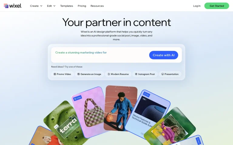 Wixel homepage screenshot showing the official landing page