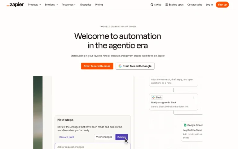 Zapier homepage screenshot showing the official landing page