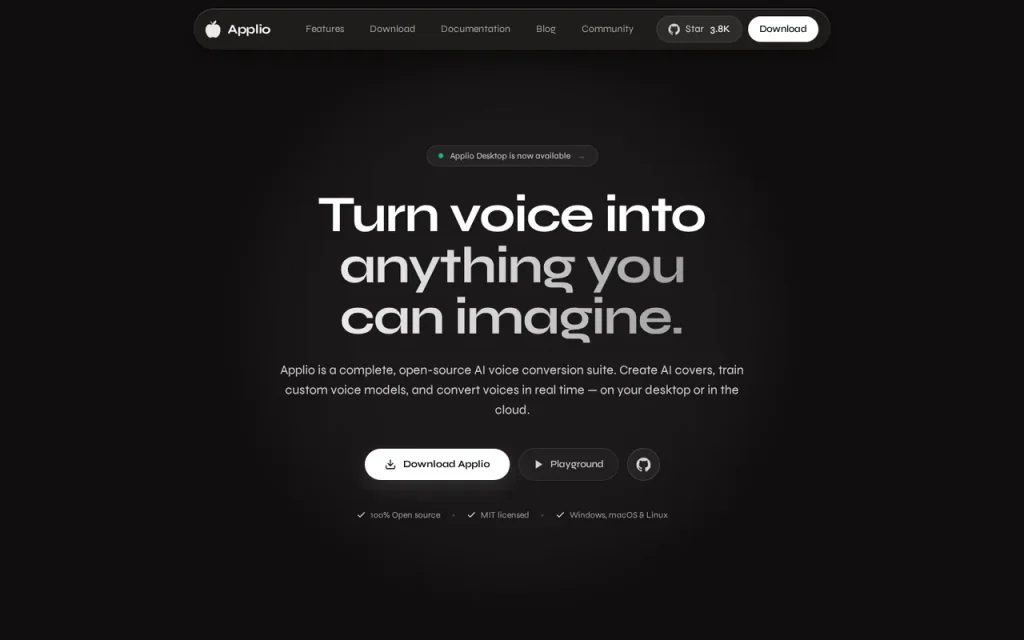 Applio official pricing page screenshot with plan names