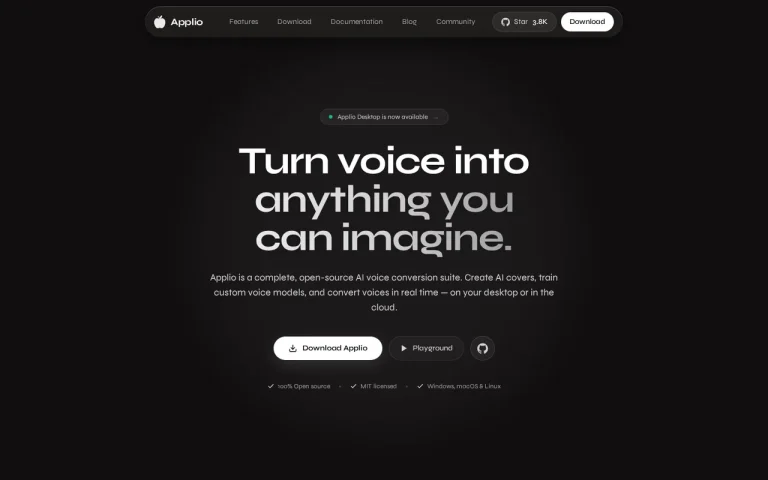 Applio official pricing page screenshot with plan names