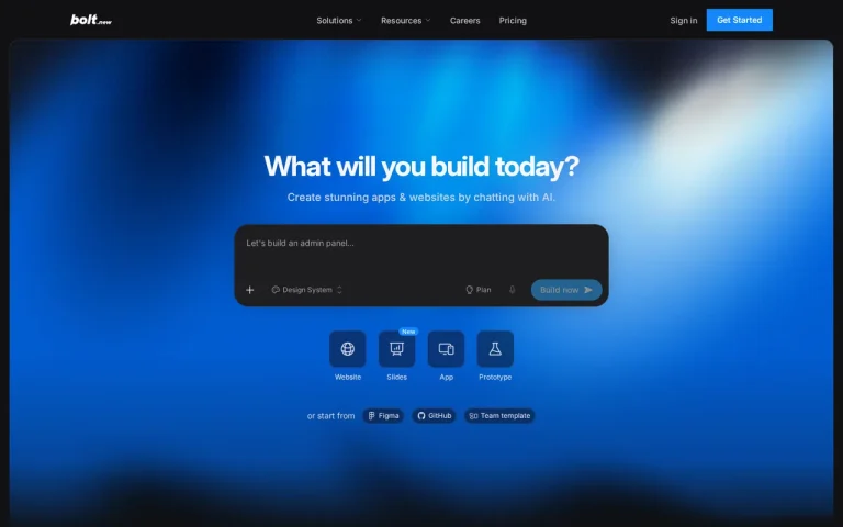 Bolt homepage screenshot showing the official landing page