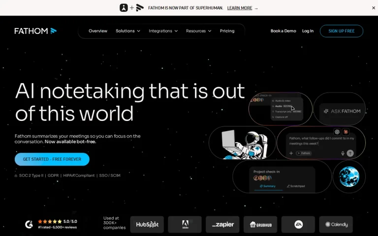 Fathom homepage screenshot showing the official landing page